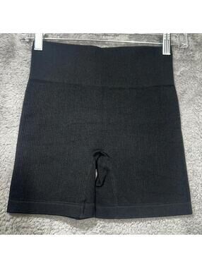 Unbranded Biker Shorts Womens S Black High Waist Ribbed Seamless Athletic